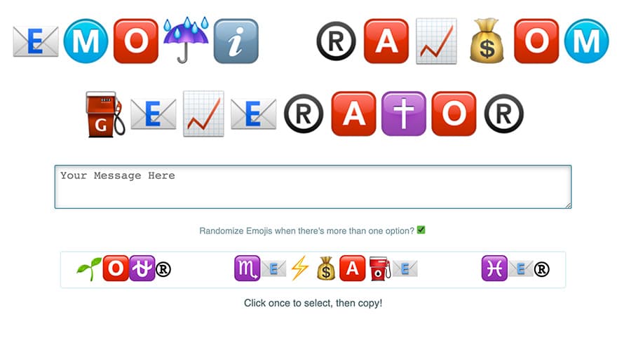 Screenshot of the Emoji Ransom Generator translation website